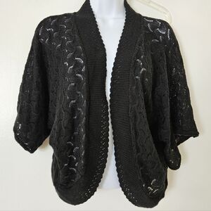 Womens Crochet Cardigan 1X Dark Cottage Boho Whimsigoth Witchy Fairy Shrug Boho